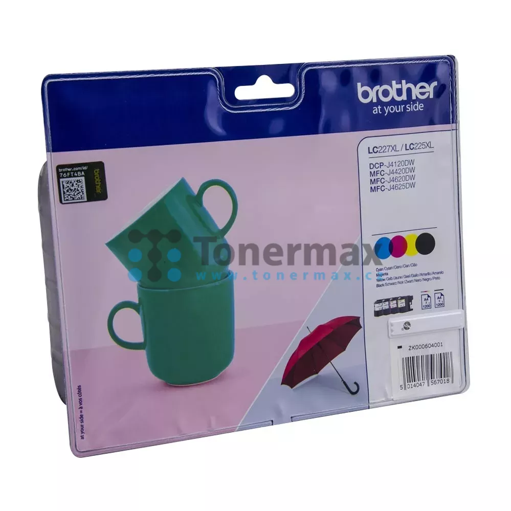 Pacco Multipack Inchiostro Originale Brother LC227XL Nero + LC225XL Colore (4 Cartucce, IVA Inclusa)