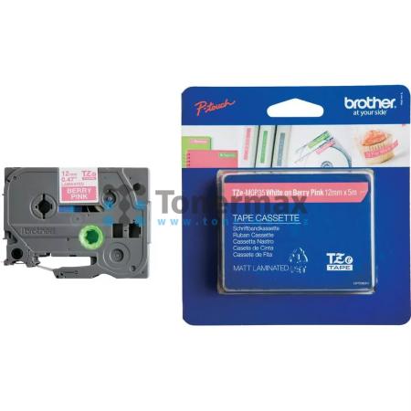 Brother TZe-MQP35, 12 mm, laminovaná matná bobulově růžová páska / bílý tisk originální pro tiskárny Brother P-touch 18R, PT-18R, P-touch 300, PT-300, P-touch 550, PT-550, P-touch 900, PT-900, P-touch 1000, PT-1000, P-touch 1010, PT-1010, P-touch 1080, PT