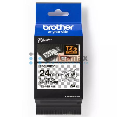Brother TZe-SE5, 24 mm, plombovací bílá páska / černý tisk originální pro tiskárny Brother P-touch 550, PT-550, P-touch 2420PC, PT-2420PC, P-touch 2430PC, PT-2430PC, P-touch 2450DX, PT-2450DX, P-touch 2460, PT-2460, P-touch 2470, PT-2470, P-touch 2480, PT