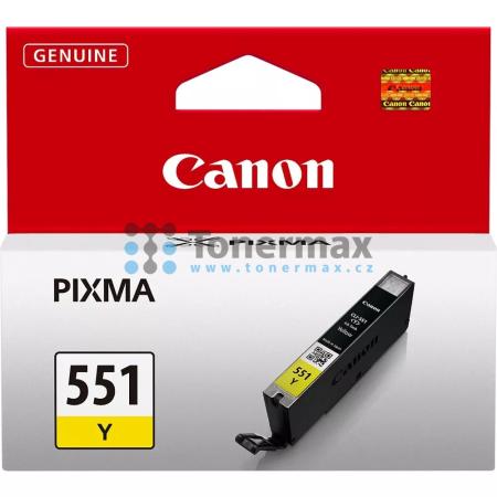 Canon CLI-551 Y, CLI-551Y, 6511B001, originální cartridge pro tiskárny Canon PIXMA MG5450, PIXMA MG5550, PIXMA MG5650, PIXMA MG5655, PIXMA MG6350, PIXMA MG6450, PIXMA MG6650, PIXMA MG7150, PIXMA MG7550, PIXMA MX725, PIXMA MX925, PIXMA iP7250, PIXMA iP8750