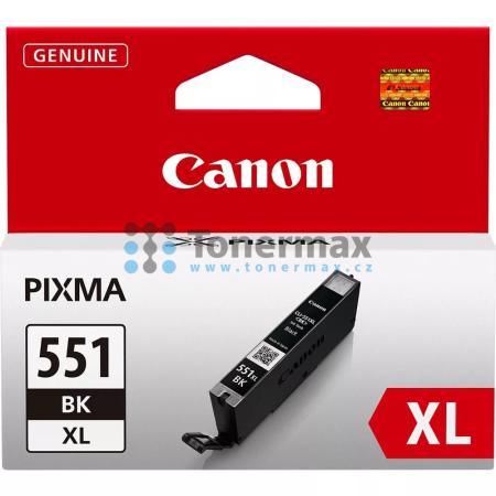 Canon CLI-551XL Bk, 6443B001, originální cartridge pro tiskárny Canon PIXMA MG5450, PIXMA MG5550, PIXMA MG5650, PIXMA MG5655, PIXMA MG6350, PIXMA MG6450, PIXMA MG6650, PIXMA MG7150, PIXMA MG7550, PIXMA MX725, PIXMA MX925, PIXMA iP7250, PIXMA iP8750, PIXMA