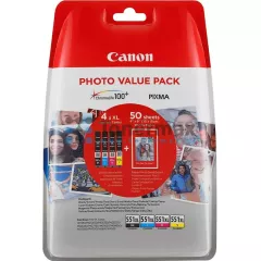 Canon CLI-551XL Bk/C/M/Y + 50 x Photo Paper PP-201, 6443B006 Canon CLI-551XL Bk/C/M/Y + 50 x Photo Paper PP-201, 6443B006