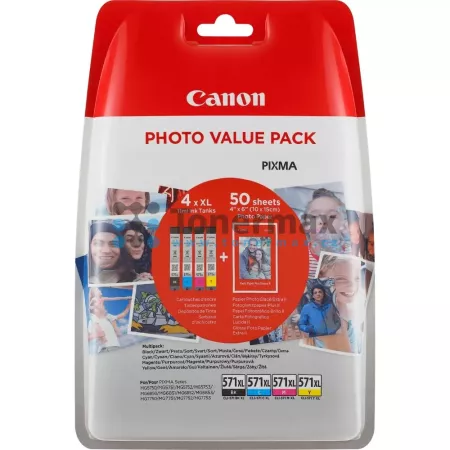 Cartridge Canon CLI-571XL Bk/C/M/Y + 50 x Photo Paper PP-201, 0332C005
