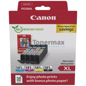 Canon CLI-581XL Bk/C/M/Y + 50 x Photo Paper 10x15 cm, 2052C004, 2052C006