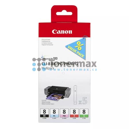 Canon CLI-8 BK/PC/PM/R/G, 0620B027, multipack, originální cartridge pro tiskárny Canon PIXMA Pro9000, PIXMA Pro9000 Mark II