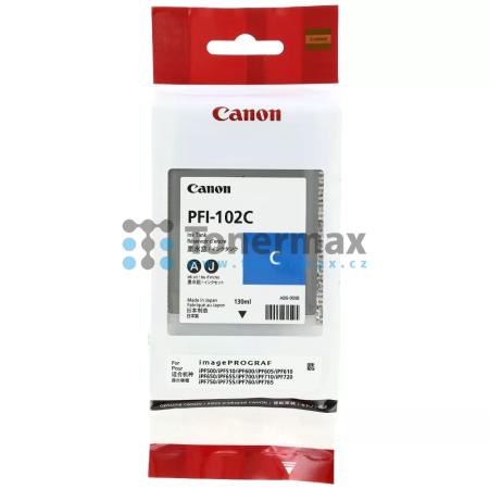 Canon PFI-102C, 0896B001, originální cartridge pro tiskárny Canon iPF500, iPF510, iPF600, iPF605, iPF610, iPF650, iPF655, iPF700, iPF710, iPF720, iPF750, iPF755, iPF760, iPF765, imagePROGRAF LP17, imagePROGRAF LP24