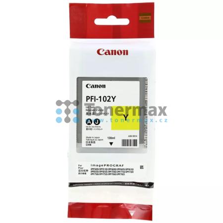 Canon PFI-102Y, 0898B001, originální cartridge pro tiskárny Canon iPF500, iPF510, iPF600, iPF605, iPF610, iPF650, iPF655, iPF700, iPF710, iPF720, iPF750, iPF755, iPF760, iPF765, imagePROGRAF LP17, imagePROGRAF LP24