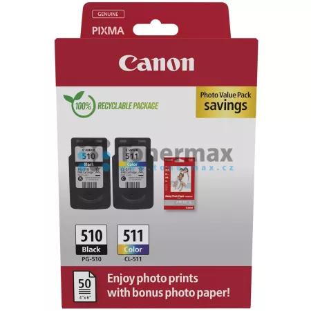 Cartridge Canon PG-510 + CL-511 + 50 x Photo Paper 10x15 cm, 2970B017, 2970B018