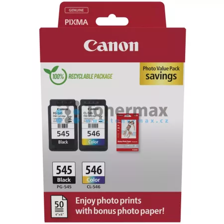 Cartridge Canon PG-545 + CL-546 + 50 x Photo Paper 10x15 cm,  8287B008, 8287B009