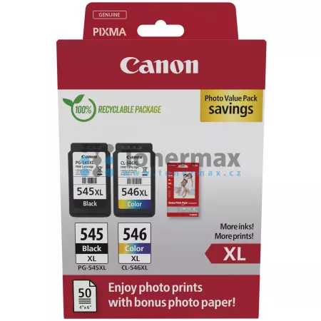 Cartridge Canon PG-545XL + CL-546XL + 50 x Photo Paper 10x15 cm, 8286B006, 8286B007, 8286B011, 8286B012