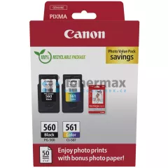 Canon PG-560 + CL-561 + 50 x Photo Paper 10x15 cm, 3713C008, 3713C009