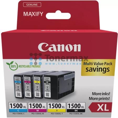 Canon PGI-1500XL BK/C/M/Y, 9182B004, 9182B010, Multi-Pack, originální cartridge pro tiskárny Canon MAXIFY MB2050, MAXIFY MB2150, MAXIFY MB2155, MAXIFY MB2350, MAXIFY MB2750, MAXIFY MB2755