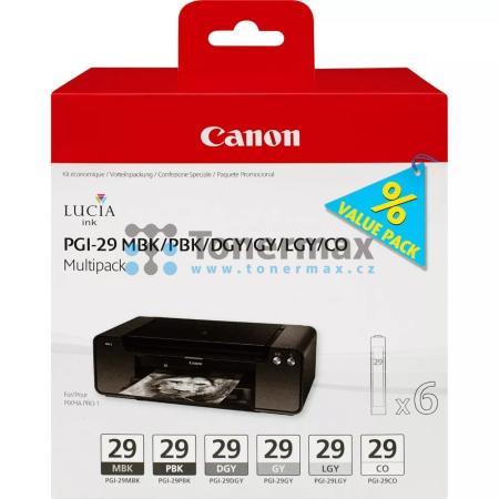 Canon PGI-29 MBK/PBK/DGY/GY/LGY/CO, 4868B018, multipack, originální cartridge pro tiskárny Canon PIXMA PRO-1