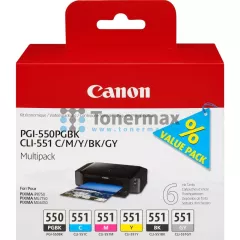Canon PGI-550 PGBk, CLI-551 C/M/Y/BK/GY, 6496B005, multipack Canon PGI-550 PGBk, CLI-551 C/M/Y/BK/GY, 6496B005, multipack