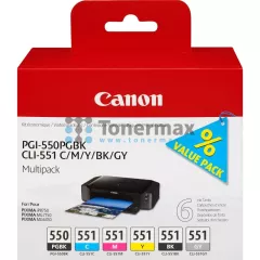 Canon PGI-550 PGBk, CLI-551 C/M/Y/BK/GY, 6496B005, multipack