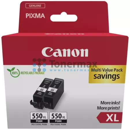 Cartridge Canon PGI-550XL PGBk, 6431B005, 6431B010, Twin-Pack