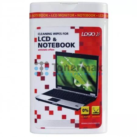 Čistící trhací ubrousky na LCD, notebooky, dóza, 50ks, Logo