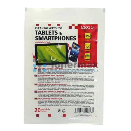 Čistící ubrousky na tablet, smartphone, 20 ks, Logo
