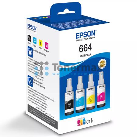 Epson 664, C13T66464A, ink bottle, Multipack, originální inkoustová lahvička pro tiskárny Epson ET-2500, EcoTank ET-2500, ET-2550, EcoTank ET-2550, ET-2600, EcoTank ET-2600, ET-2650, EcoTank ET-2650, ET-4500, EcoTank ET-4500, ET-14000, EcoTank ET-14000, L