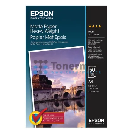 Fotopapír Epson Matte Paper Heavyweight C13S041256, A4, 167 g/m2, matný, 50 ks