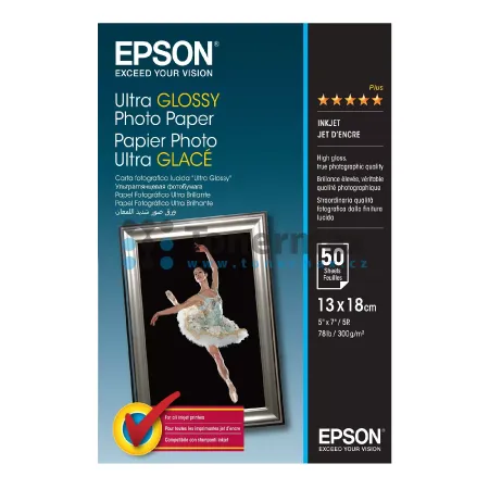 Fotopapír Epson Ultra Glossy Photo Paper C13S041944BH, 13x18 cm, lesklý, 300 g/m2, 50 ks