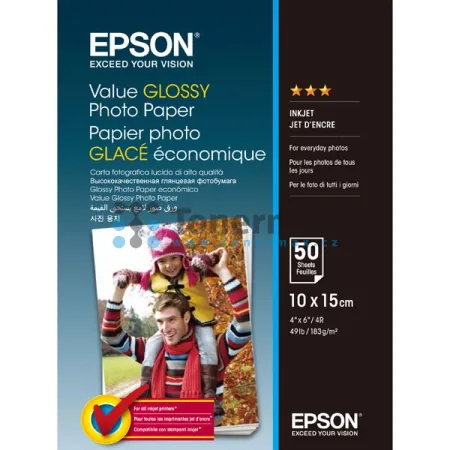Fotopapír Epson Value Glossy Photo Paper C13S400038, 10x15 cm, lesklý, 183 g/m2, 50 ks