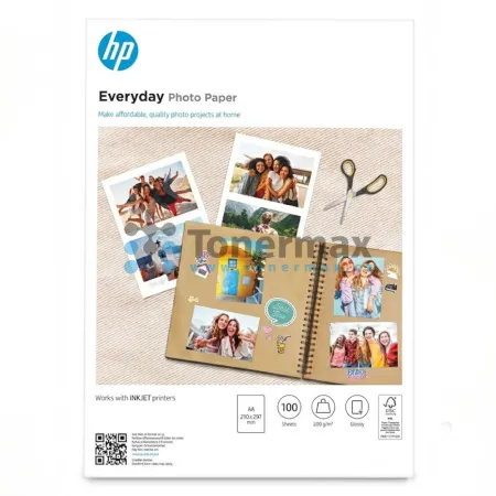 Fotopapír HP Everyday Glossy Photo Paper Q2510A, A4, lesklý, bílý, 200 g/m2, 100 ks