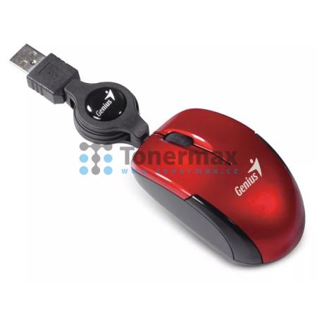 GENIUS MicroTraveler V2, optická myš drátová, 1200 dpi, USB, červená