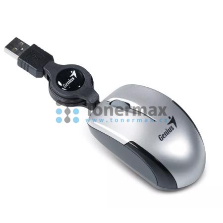 GENIUS MicroTraveler V2, optická myš drátová, 1200 dpi, USB, stříbrná