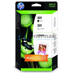 HP 301 + HP 301, HP J3M81AE, 2-Pack + 10 listů fotografického papíru 13 x 18 cm HP 301 + HP 301, HP J3M81AE, 2-Pack + 10 listů fotografického papíru 13 x 18 cm