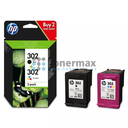 HP 302 + HP 302, HP X4D37AE, 2-Pack, originální cartridge pro tiskárny HP Deskjet 1110, Deskjet 2130, Deskjet 3630, Deskjet 3639, ENVY 4520, Officejet 3830, Officejet 4650, Officejet 5220, Officejet 5230, Officejet 5232