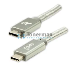 Kabel Logo USB-C na USB-C 3.2 Gen 2, 10 Gb/s, 100 W, 1 m, stříbrný
