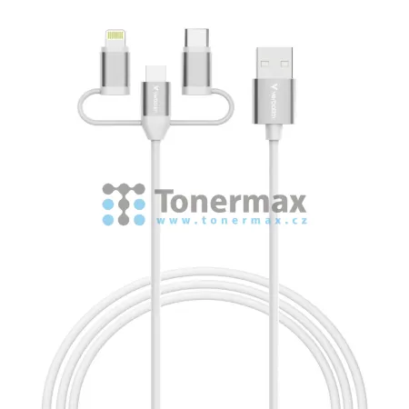 Kabel Verbatim Essentials 3v1 USB-A na USB-C / Lightning / Micro USB-B, 18 W, 1 m, bílý Kabel Verbatim Essentials 3v1 USB-A na USB-C / Lightning / Micro USB-B, 18 W, 1 m, bílý