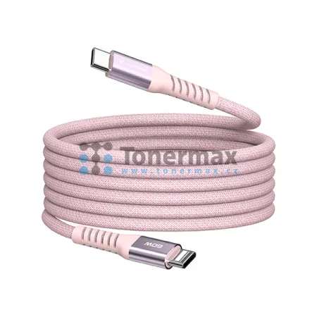 Magnetický kabel Verbatim 31853 USB-C na USB-C, 60 W, 1,2 m, růžový