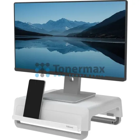 Podstavec pod monitor Fellowes Breyta - nastavitelná výška, se zásuvkou, bílý
