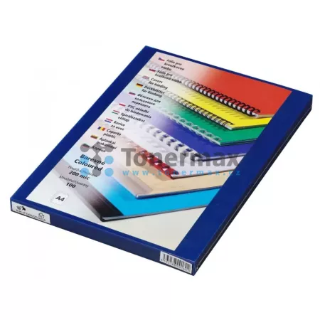 Přední fólie pro kroužkovou a drátěnou vazbu PRESTIGE A4, 200 mic, modré, 100 ks