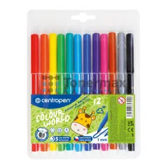 Sada popisovačů Centropen Colour World 7550, 1 mm, válcový hrot, 12 ks