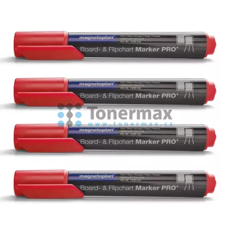 Sada popisovačů Magnetoplan na bílé tabule, barva 4 x červená