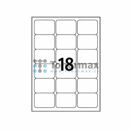 Samolepicí etikety Logo A4, 18 etiket 68x47 mm, 25 archů, matné, bílé