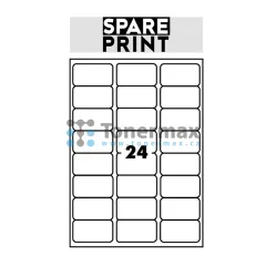 Samolepicí etikety Spare Print Premium A4, 24 etiket 68x36 mm, 100 archů, bílé