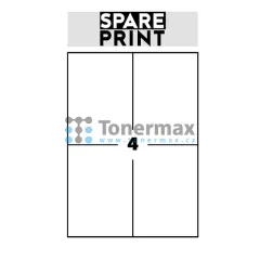 Samolepicí etikety Spare Print Premium A4, 4 etikety 105x148 mm, 100 archů, bílé