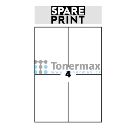Samolepicí etikety Spare Print Premium A4, 4 etikety 105x148 mm, 100 archů, bílé