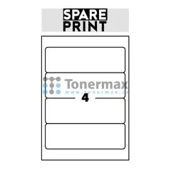 Samolepicí etikety Spare Print Premium A4, 4 etikety 192x61 mm, 100 archů, bílé