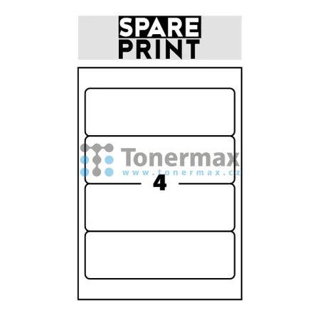 Samolepicí etikety Spare Print Premium A4, 4 etikety 192x61 mm, 100 archů, bílé