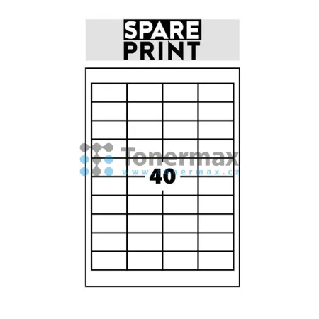 Samolepicí etikety Spare Print Premium A4, 40 etiket 48,5x25,4 mm, 100 archů, bílé