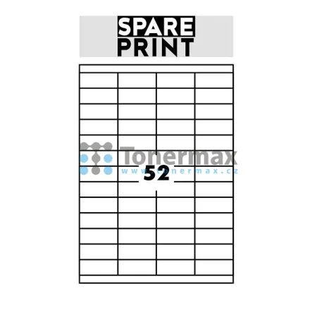 Samolepicí etikety Spare Print Premium A4, 52 etiket 52,5x21,2 mm, 100 archů, bílé