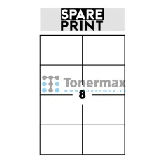 Samolepicí etikety Spare Print Premium A4, 8 etiket 105x74 mm, 100 archů, bílé