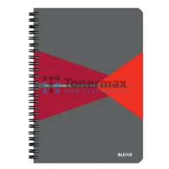 Zápisník Leitz Office A5, čtverečkovaný, 90 listů, 80 g/m2, černo-červený