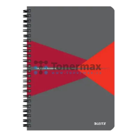 Zápisník Leitz Office A5, čtverečkovaný, 90 listů, 80 g/m2, černo-červený