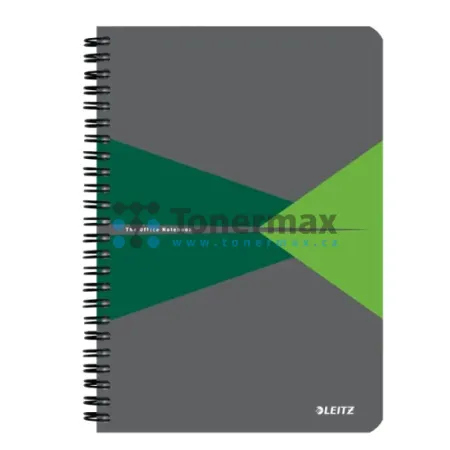 Zápisník Leitz Office A5, čtverečkovaný, 90 listů, 80 g/m2, černo-zelený